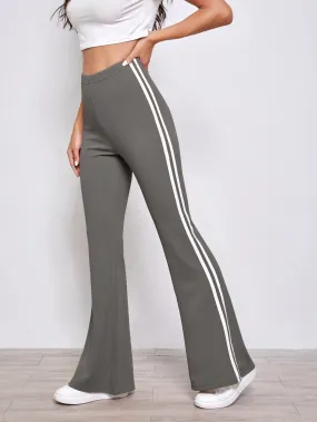 STRIPED SIDE FLARE LEG PANTS