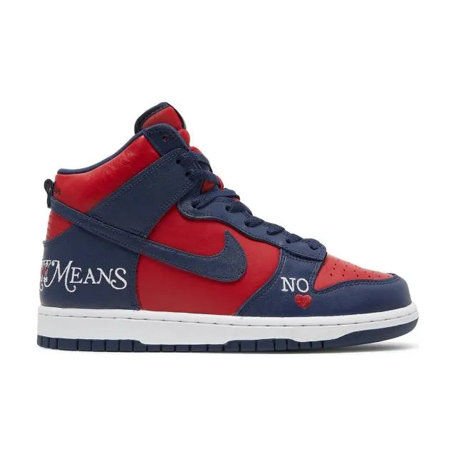 Supreme x nike dunk high sb (by any means red navy/ varsity red/