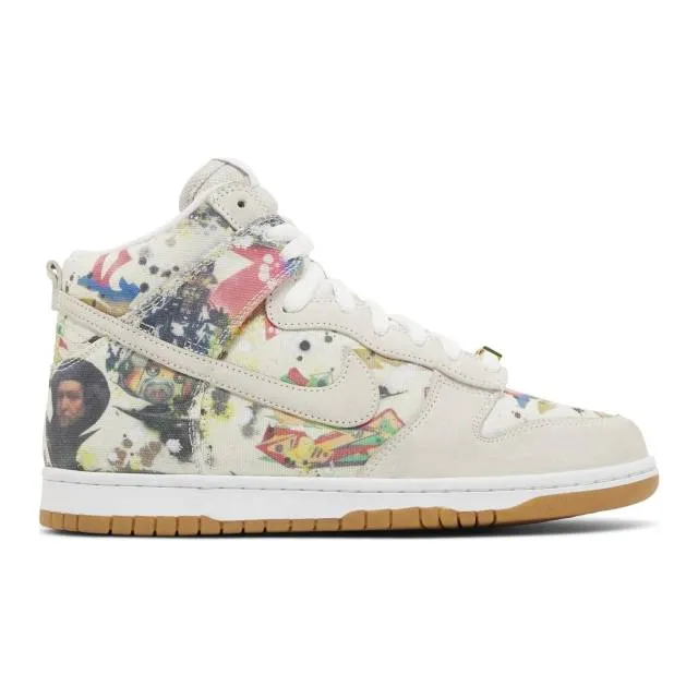 Supreme x nike dunk high sb (rammellzee/ white/ white/ multi-color) men us 8-13 fd8779-100