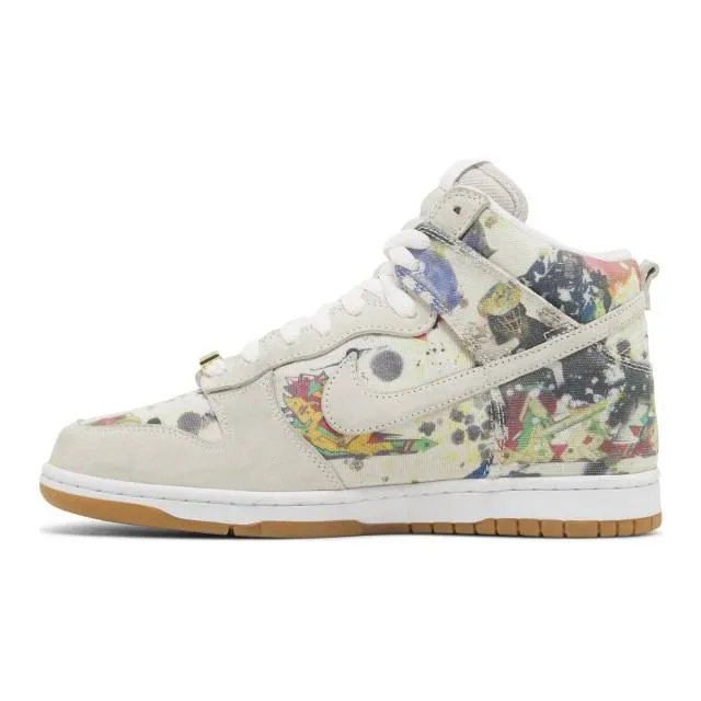 Supreme x nike dunk high sb (rammellzee/ white/ white/ multi-color) men us 8-13 fd8779-100