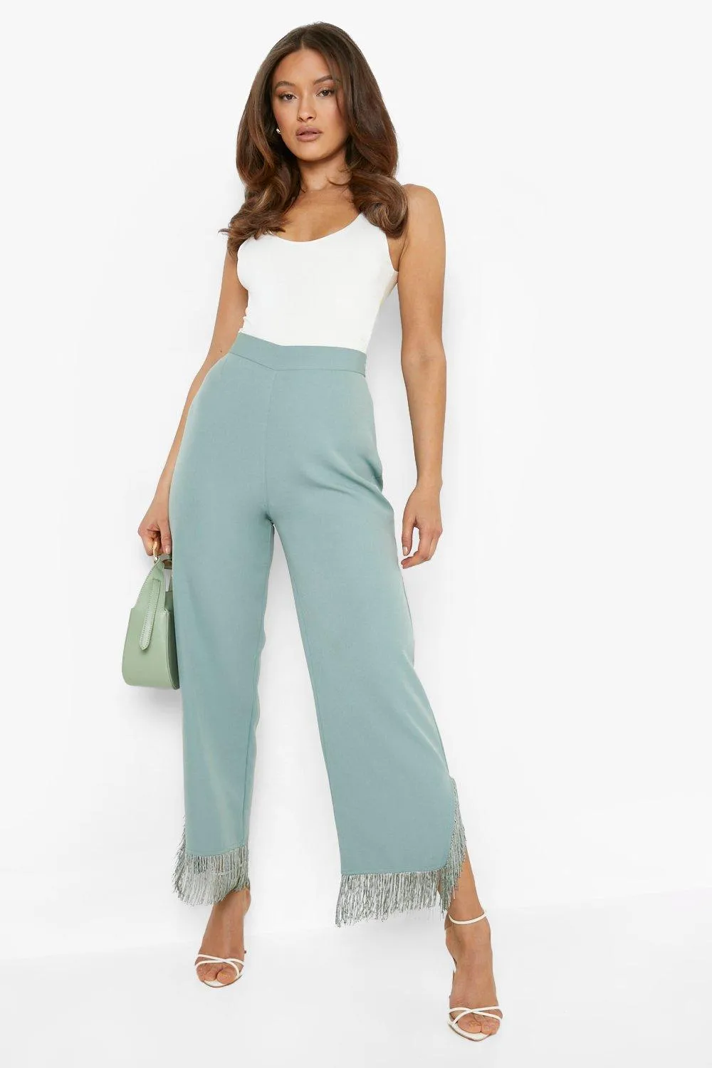 Tassel Hem Straight Leg Pants