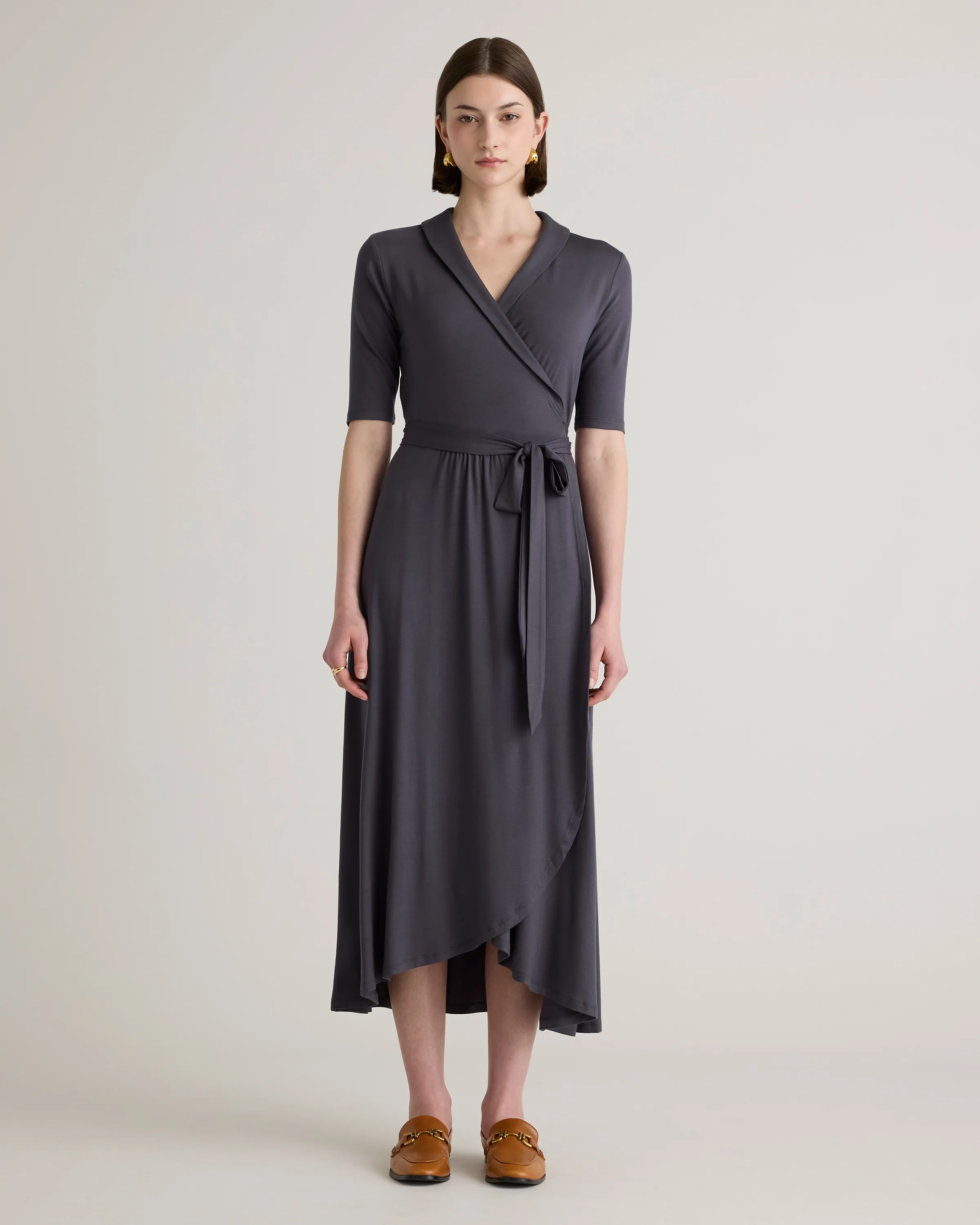 Tencel Jersey Midi Wrap Dress-