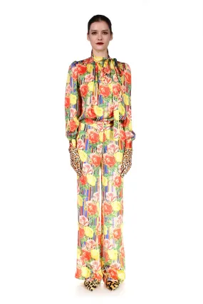 'Tequila Sunrise Roses' Wide Leg Pants