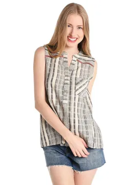     THML  Sleeveless Button Up Stripe Top    