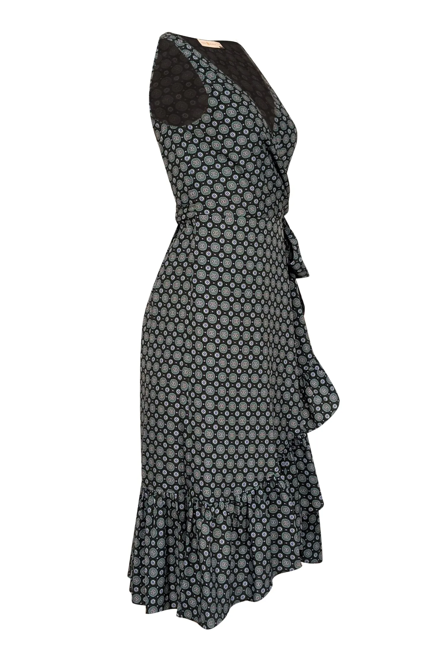 Tory Burch - Green, Black, & Red Medallion Print Wrap Dress Sz 4