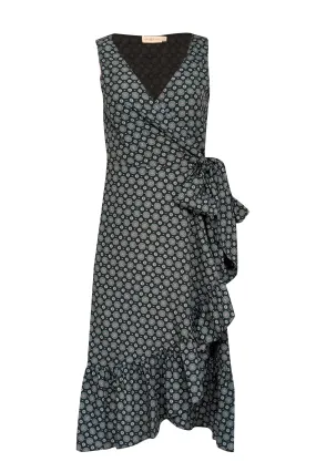 Tory Burch - Green, Black, & Red Medallion Print Wrap Dress Sz 4