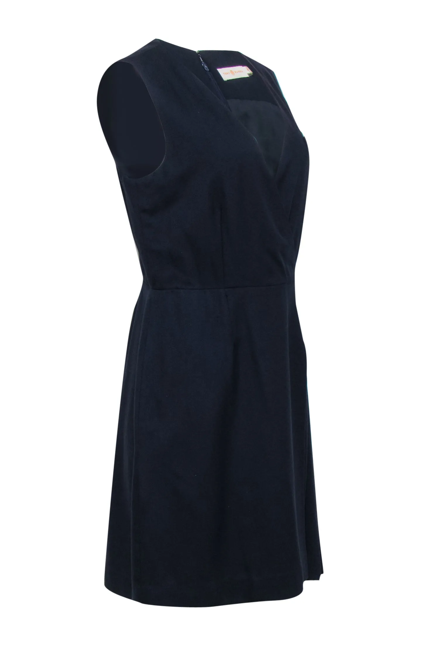 Tory Burch - Navy Sleeveless Faux Wrap Work Dress Sz 10