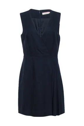 Tory Burch - Navy Sleeveless Faux Wrap Work Dress Sz 10