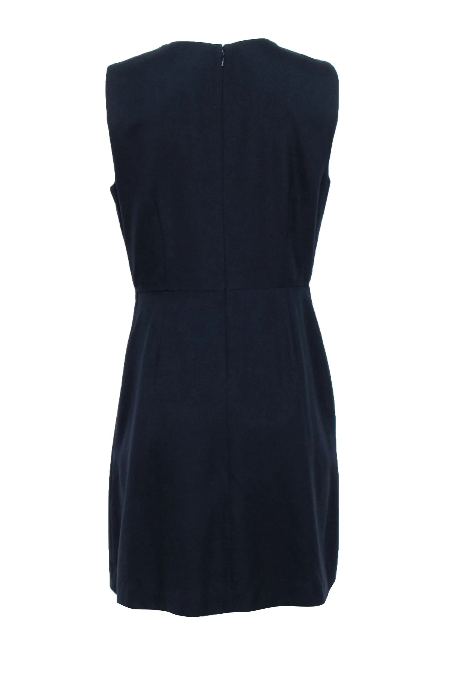 Tory Burch - Navy Sleeveless Faux Wrap Work Dress Sz 10