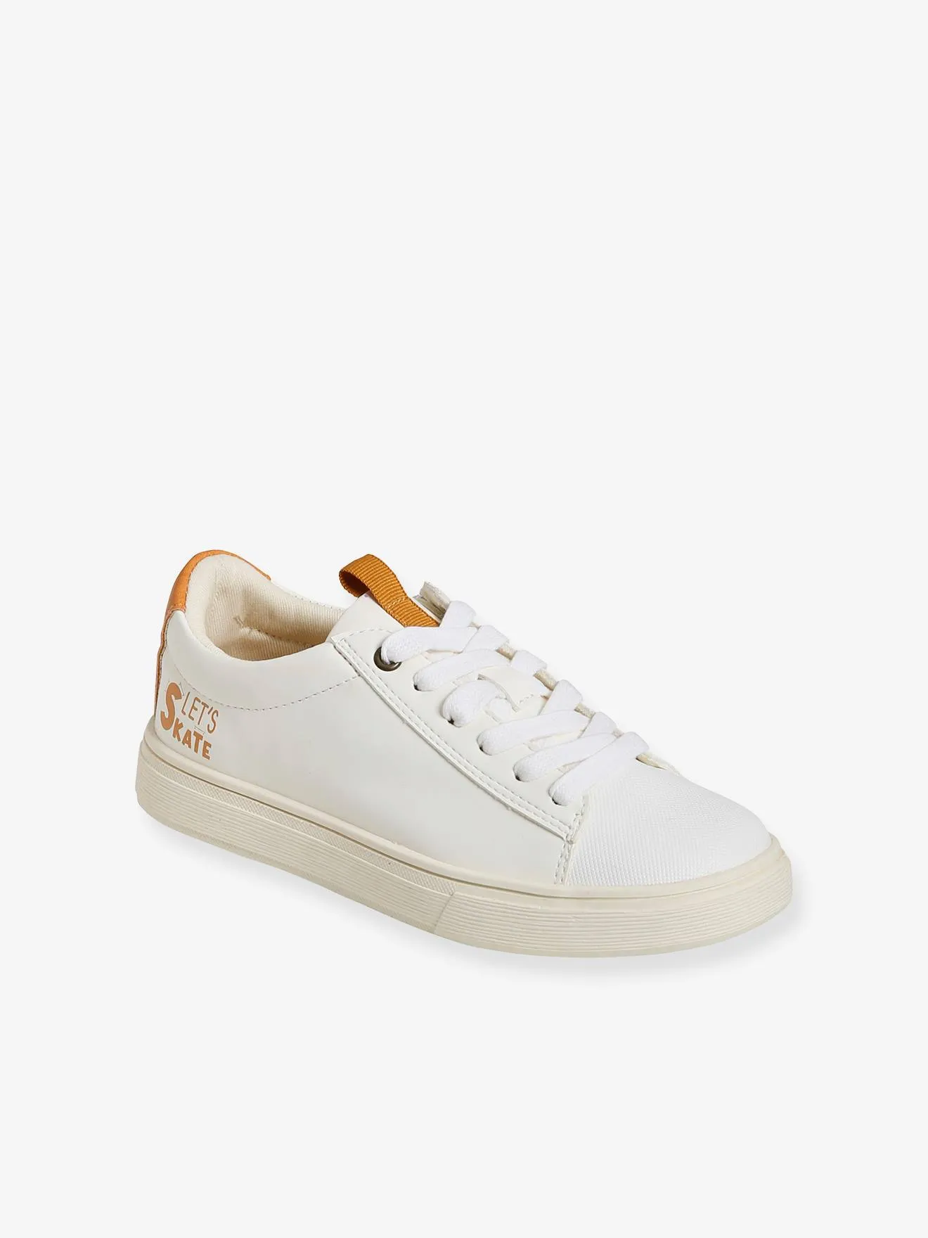 Trainers with Laces & Zips for Boys - white light solid with design