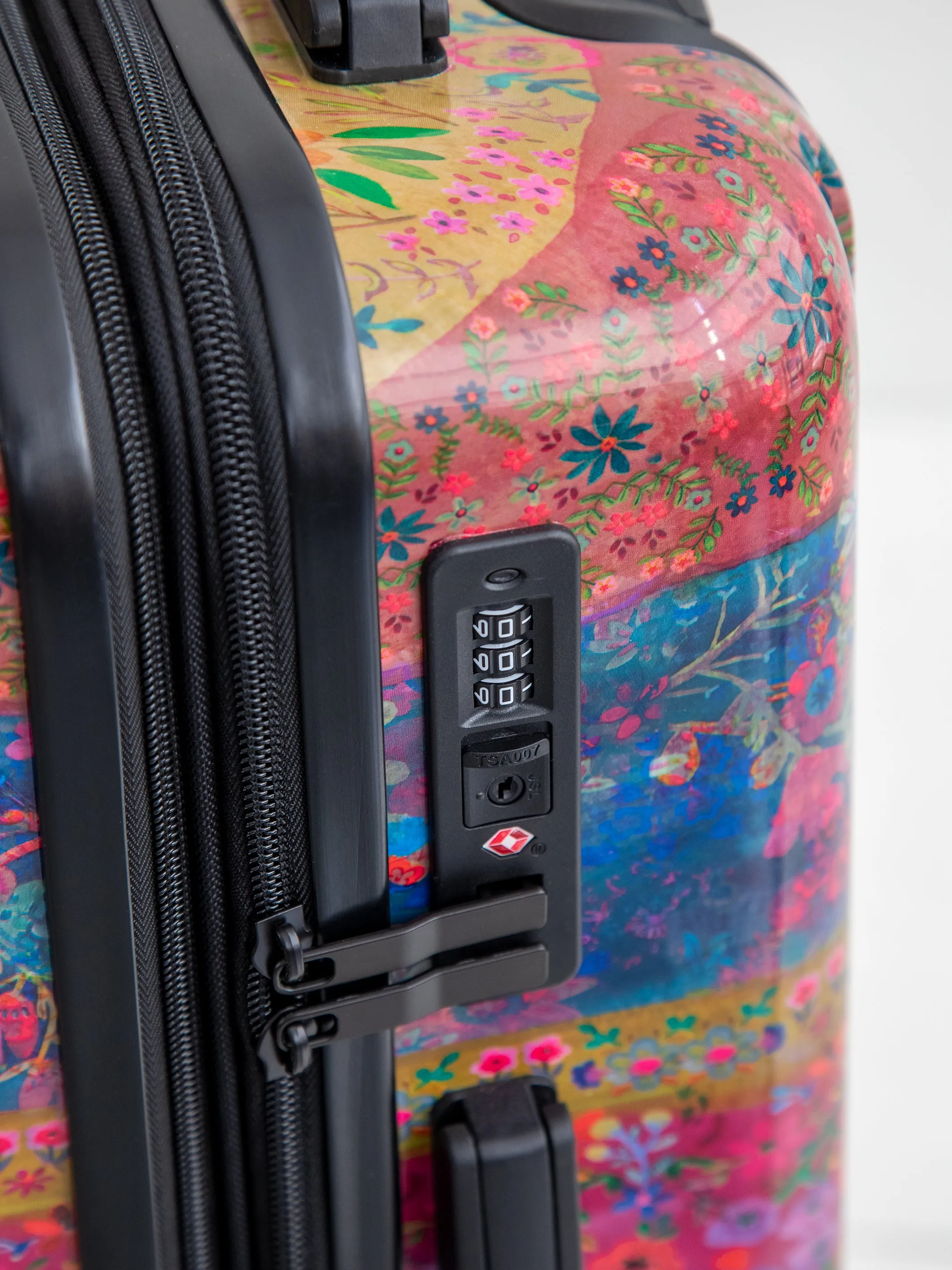 Travel Happy Carry-On Suitcase - Magenta Border