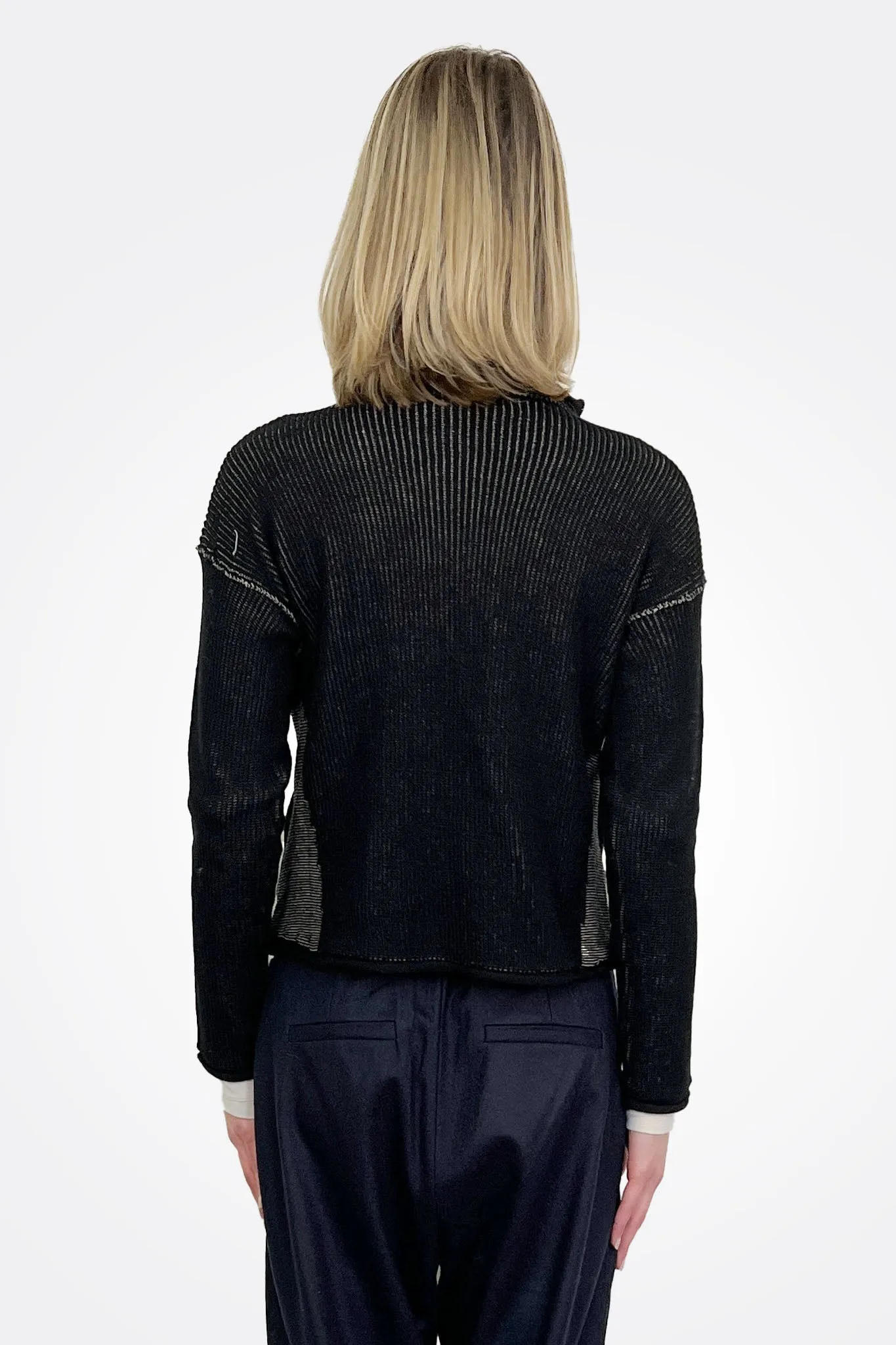 Two Tone Ribbed Jacket - Black