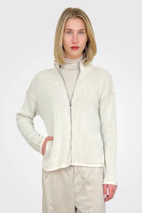 Two Tone Ribbed Jacket - Ivory