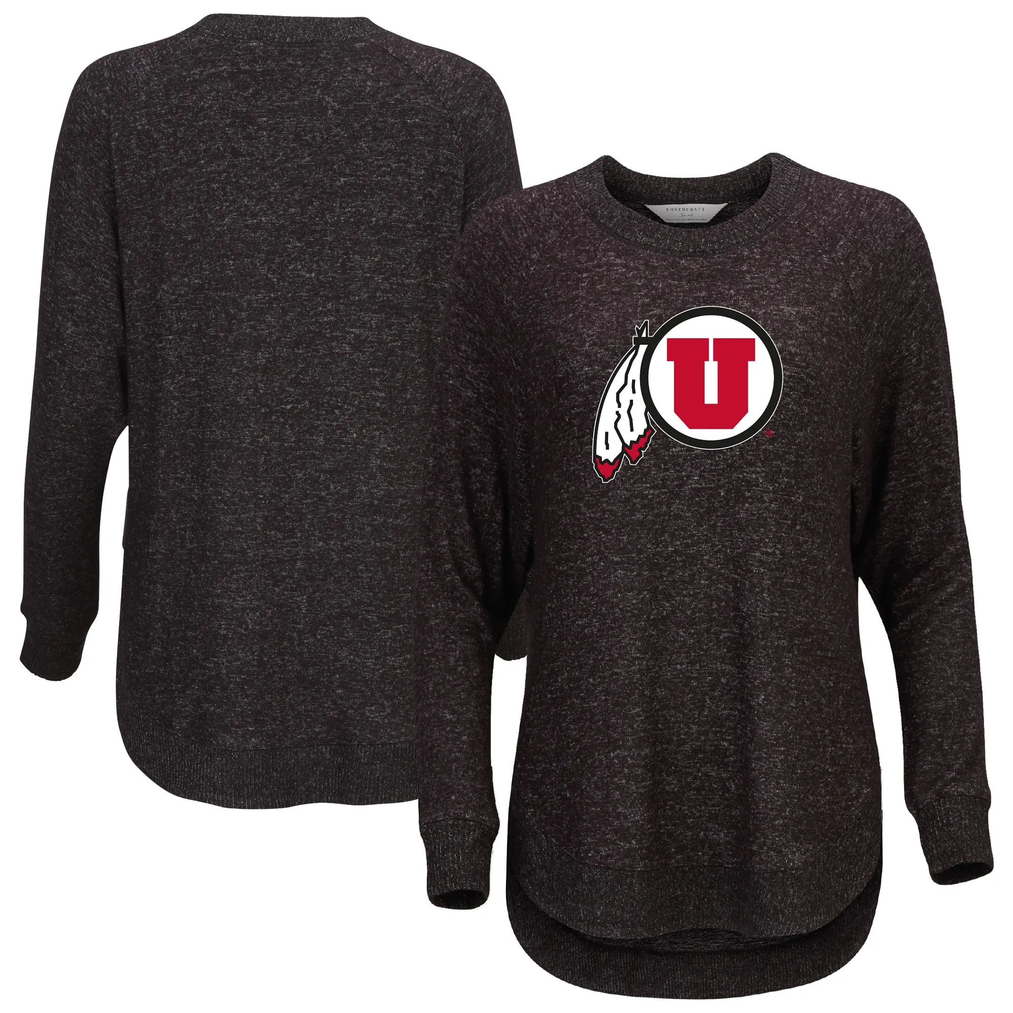 Utah Utes Women's Black Oversized Cuddle Raglan Tri-Blend Pullover Sweatshirt