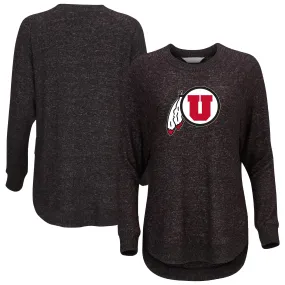 Utah Utes Women's Black Oversized Cuddle Raglan Tri-Blend Pullover Sweatshirt