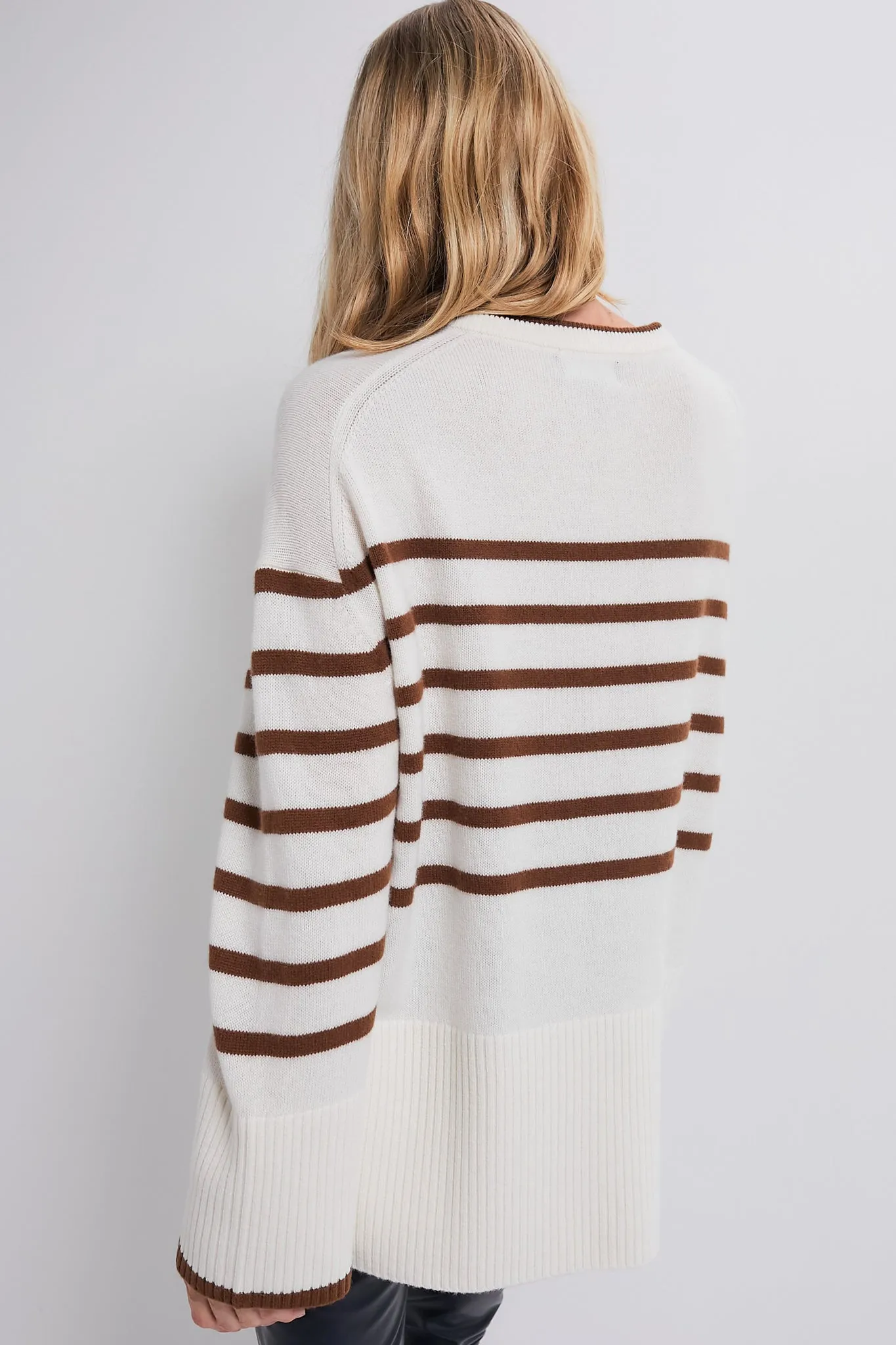 Vanilla and Acorn Stripe The Carly Knit Pullover