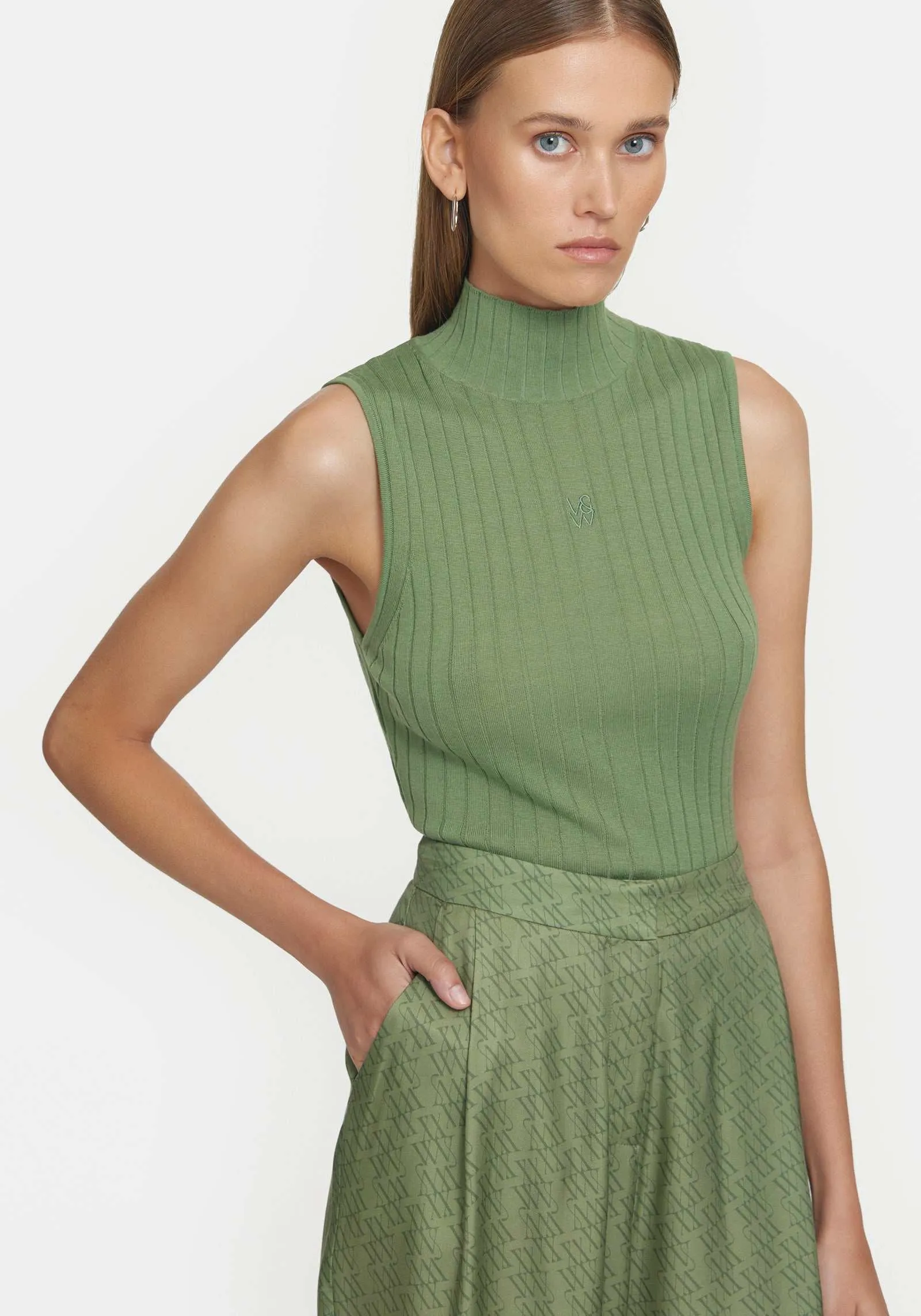   Viktoria and Woods Justice Sleeveless Top Olive Green  