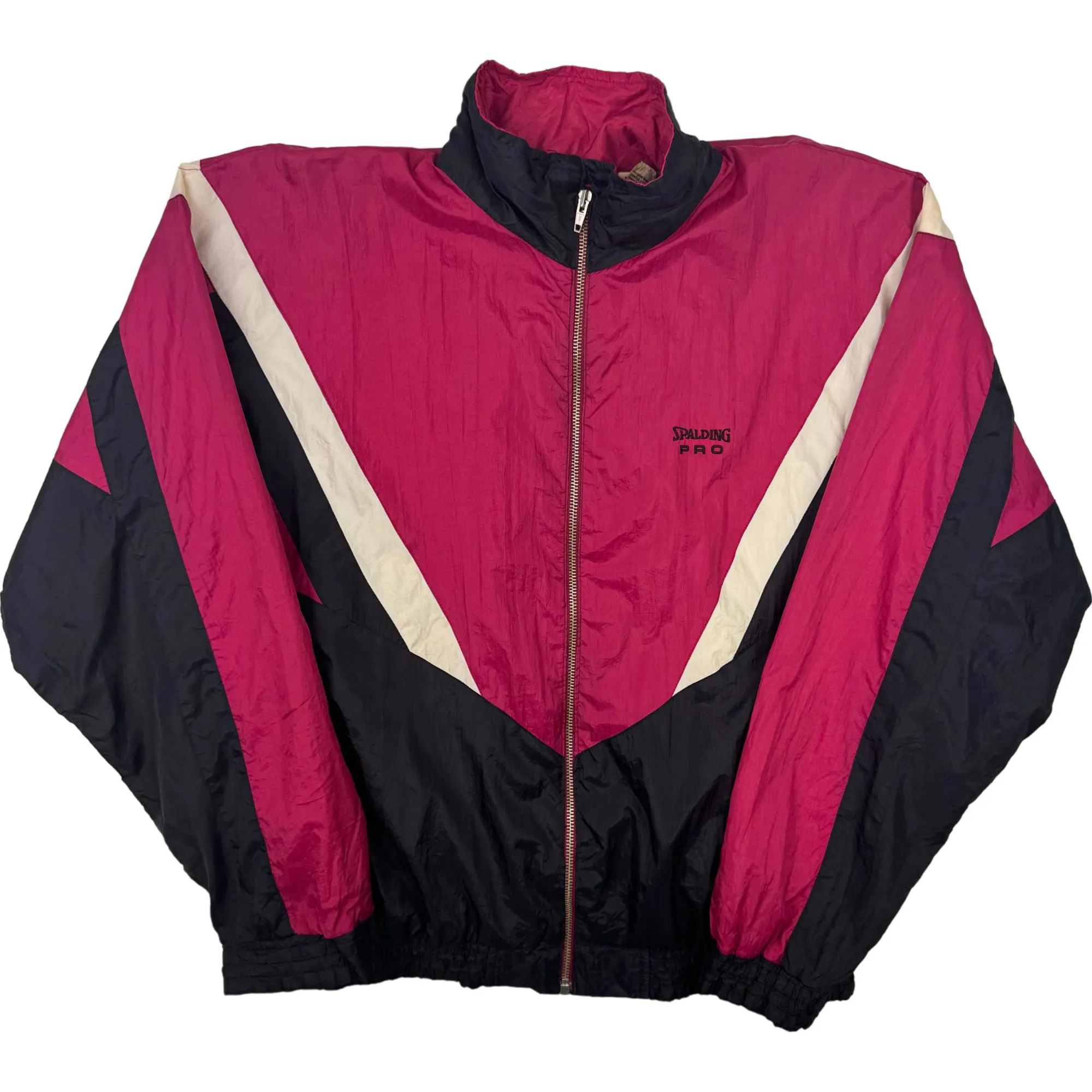 Vintage 90's Spalding Pro Track Jacket Dark Red Black