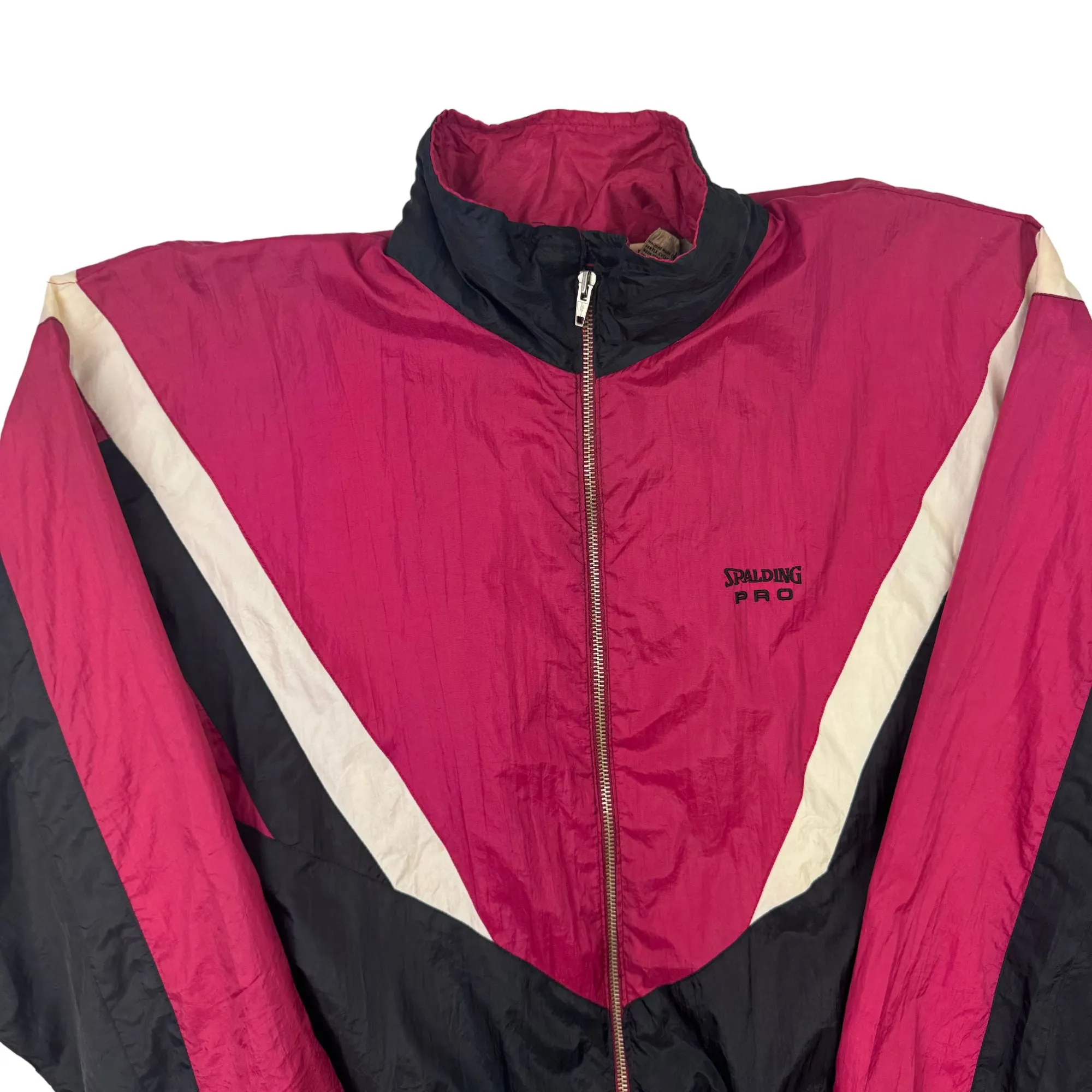 Vintage 90's Spalding Pro Track Jacket Dark Red Black