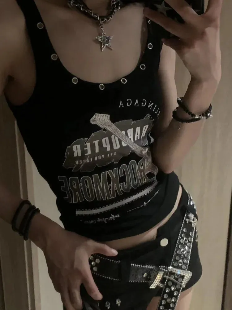 Vintage Punk Sleeveless Crop Top