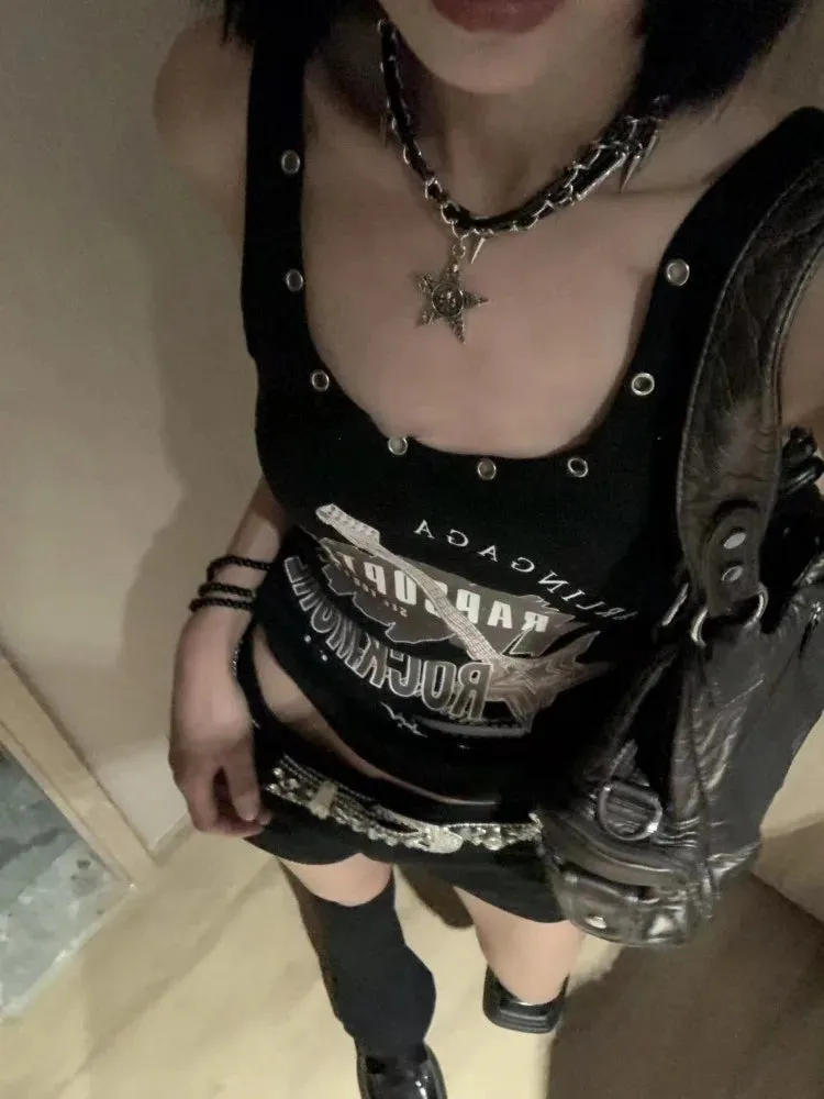 Vintage Punk Sleeveless Crop Top