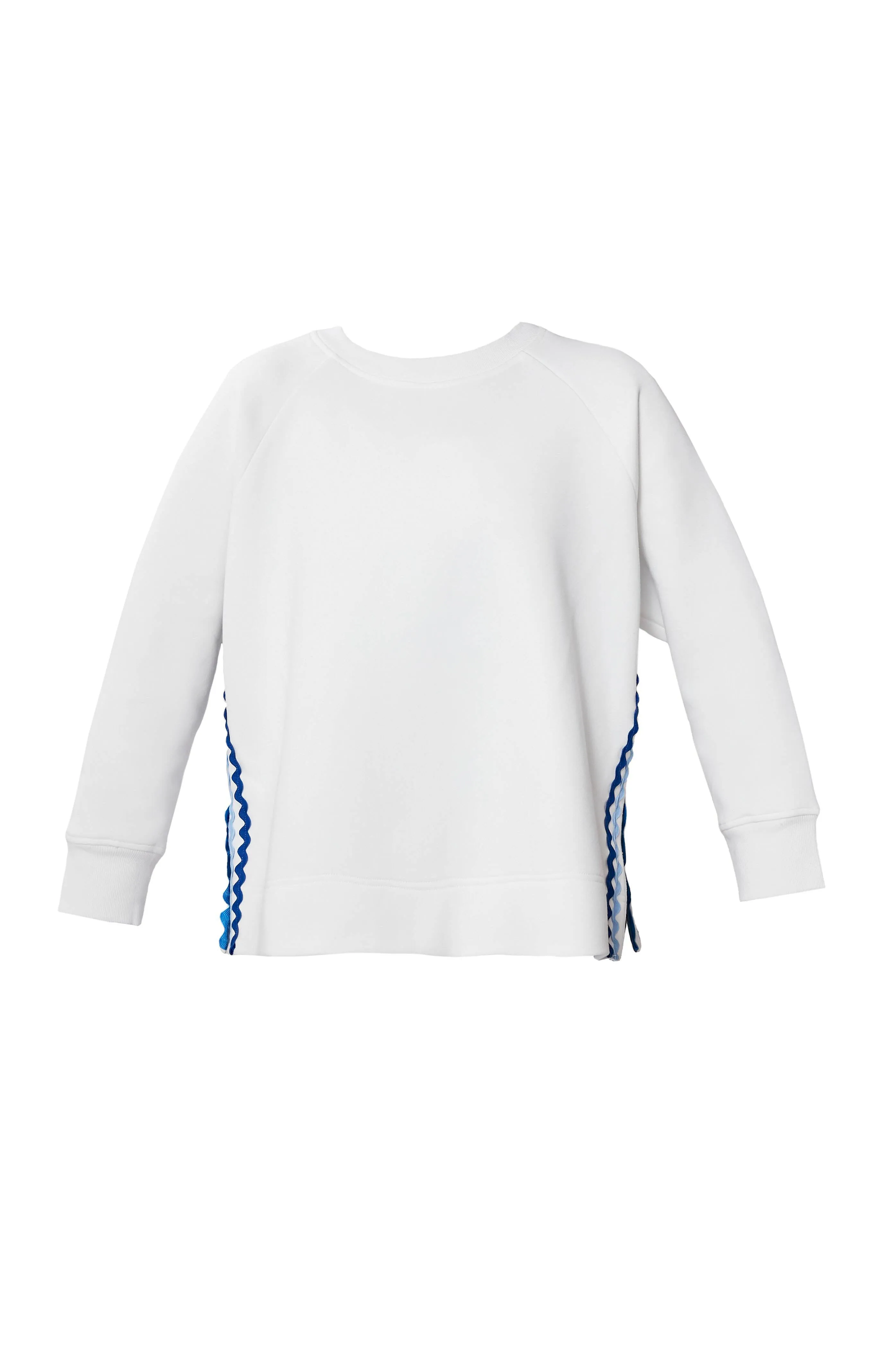 White and Blue Ric Rac Maggie Pullover