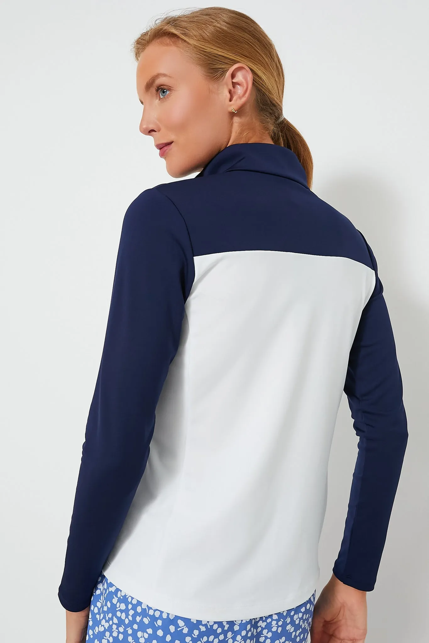 White Multi Long Sleeve Power Stretch Quarter Zip Pullover