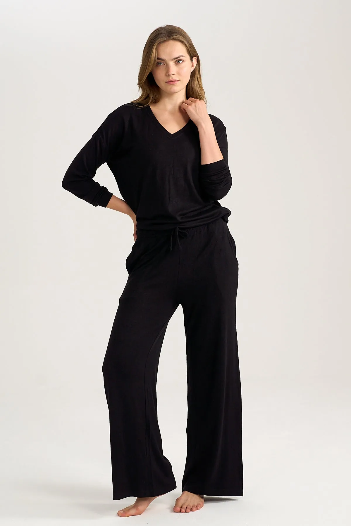 Wide Black Knit Pants