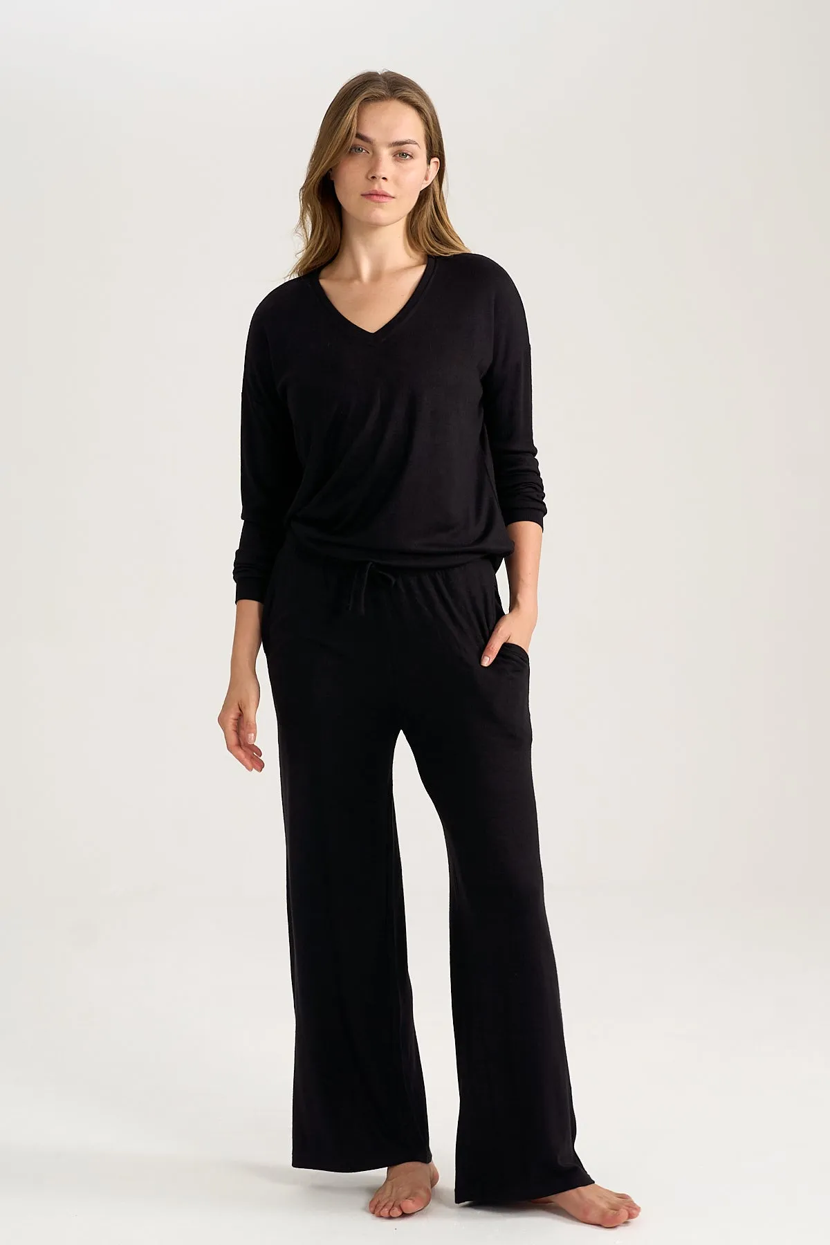 Wide Black Knit Pants