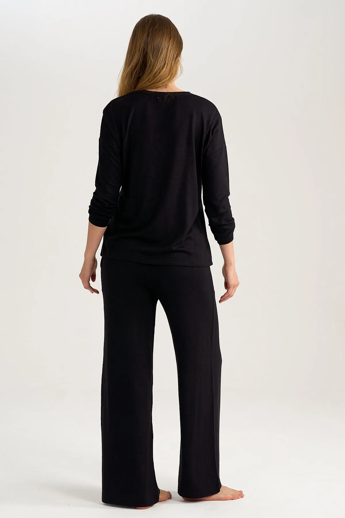 Wide Black Knit Pants