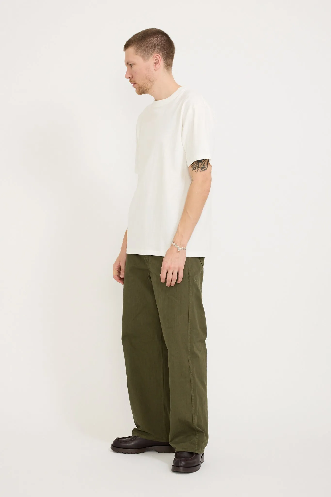 Wide Fit French Work Pants Army Green