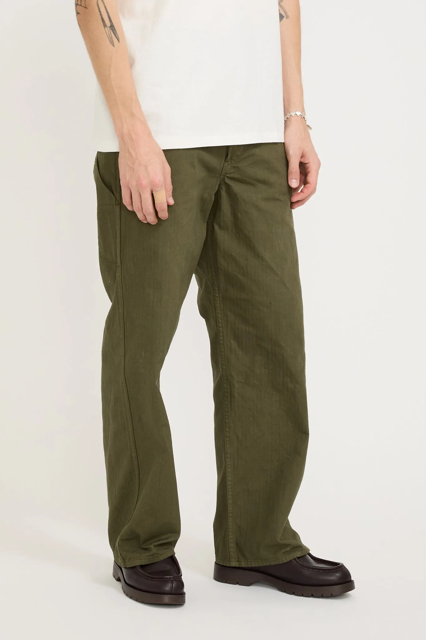 Wide Fit French Work Pants Army Green