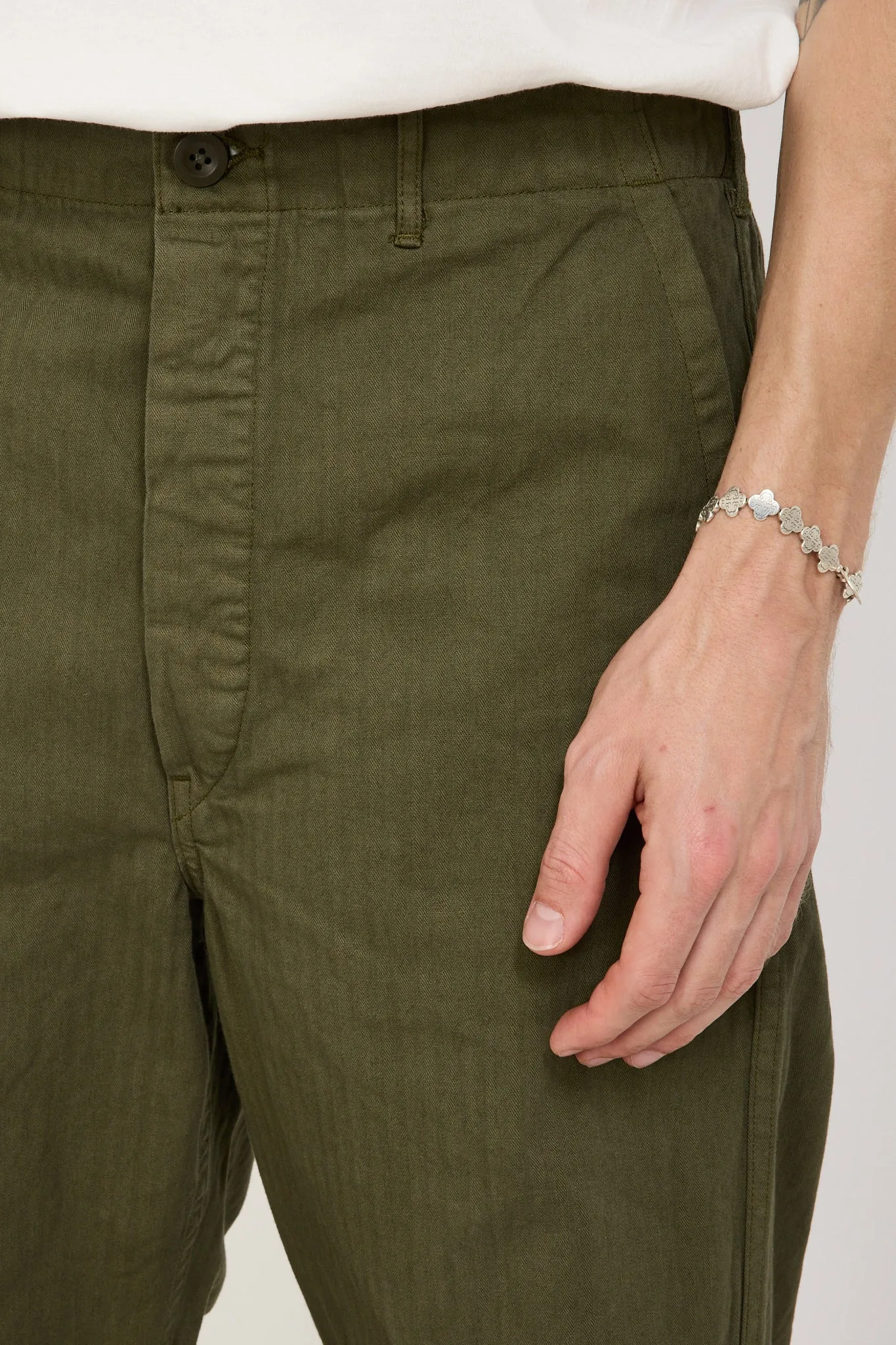 Wide Fit French Work Pants Army Green