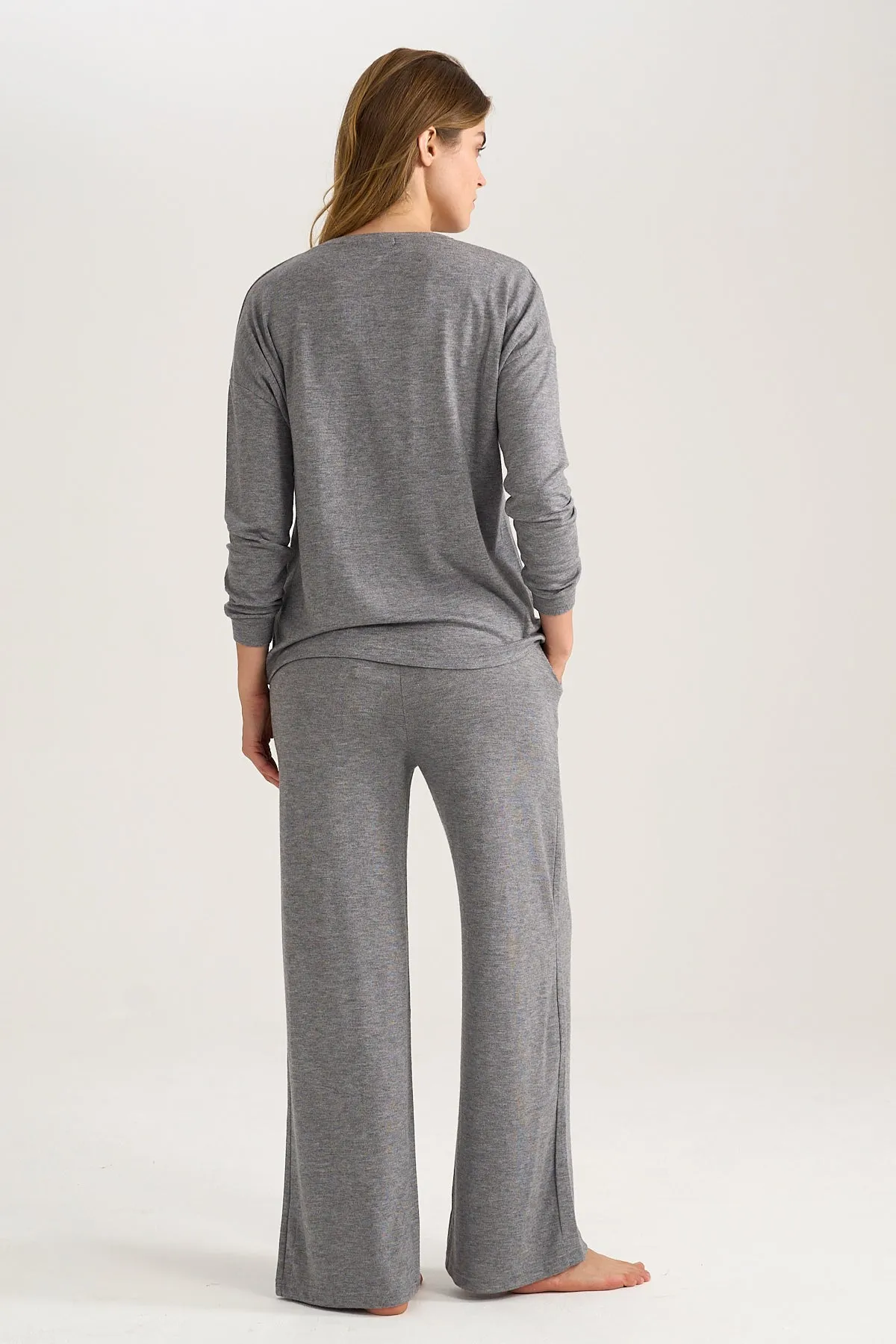 Wide Grey Knit Pants