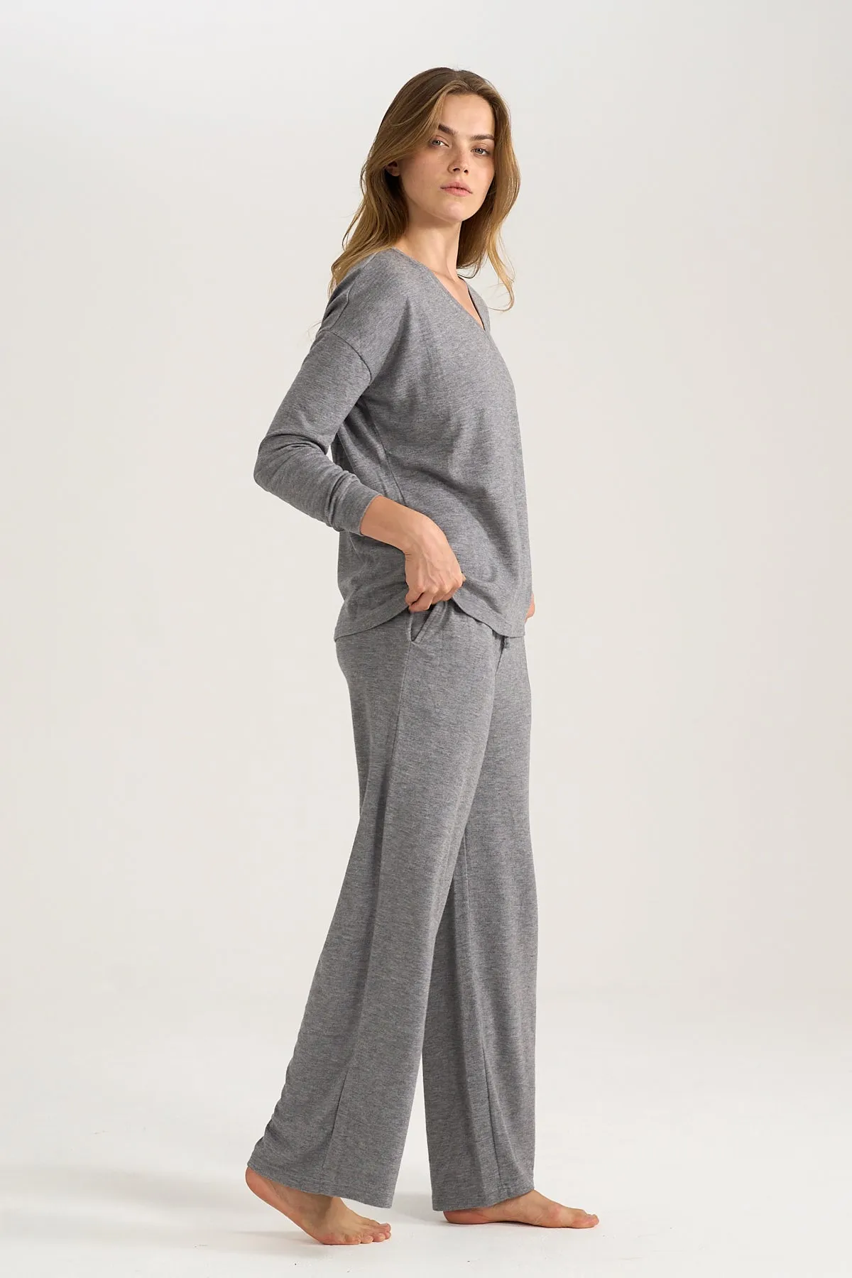 Wide Grey Knit Pants