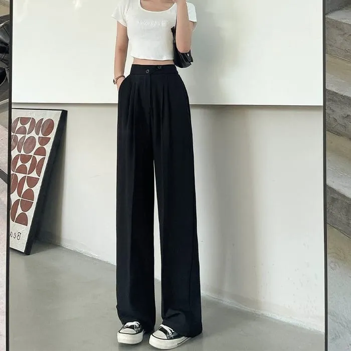 Wide-leg high-waisted pants for all-day comfort