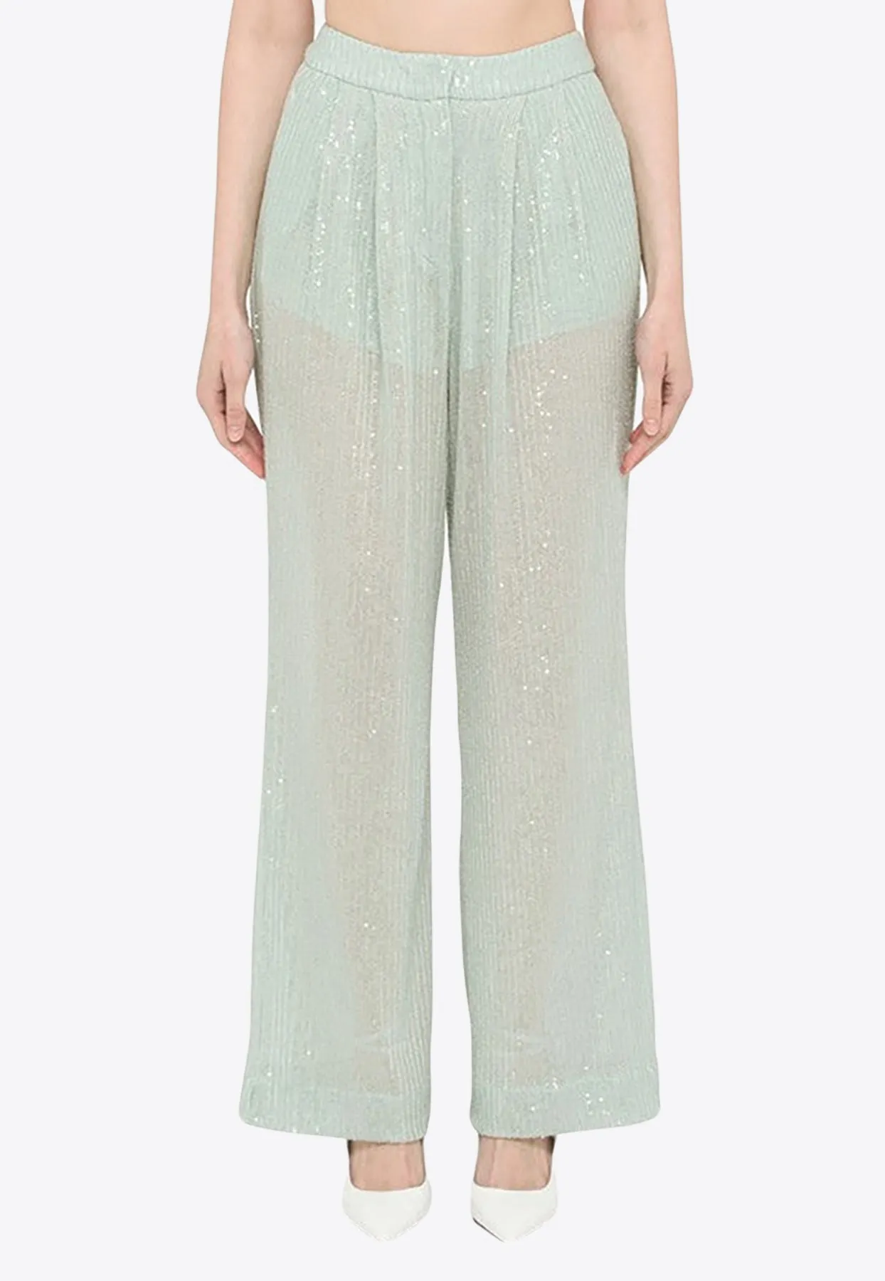 Wide-Leg Sequined Pants