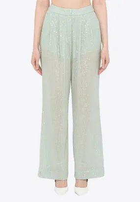 Wide-Leg Sequined Pants