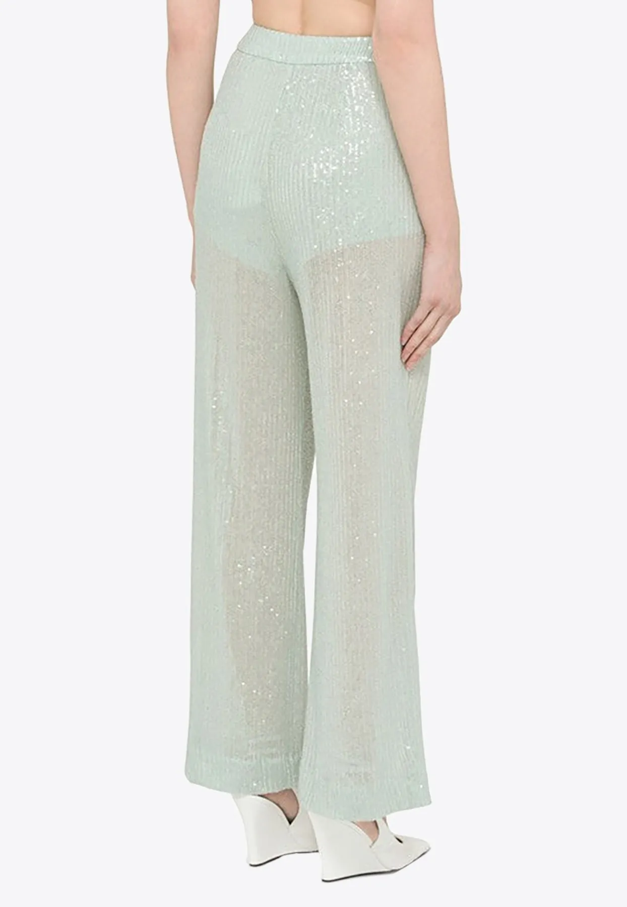 Wide-Leg Sequined Pants