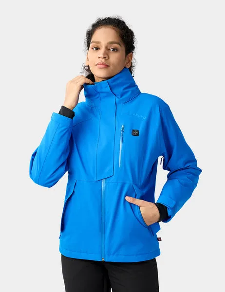 Women's Waterproof Heated Ski Jacket - Black / Blue