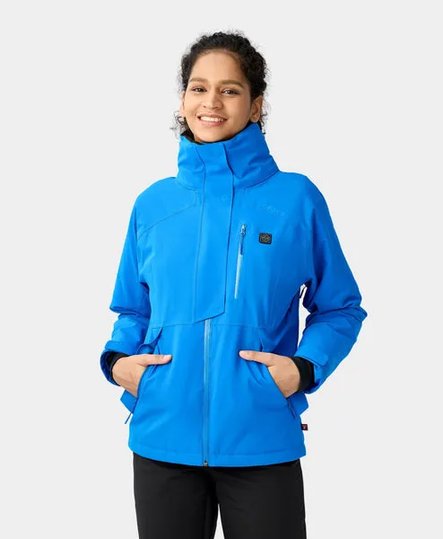 Women's Waterproof Heated Ski Jacket - Black / Blue