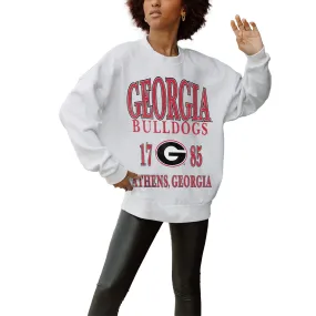 Women's Gameday Couture Gray Georgia Bulldogs Established Premium Fleece Drop Pullover Sweatshirt