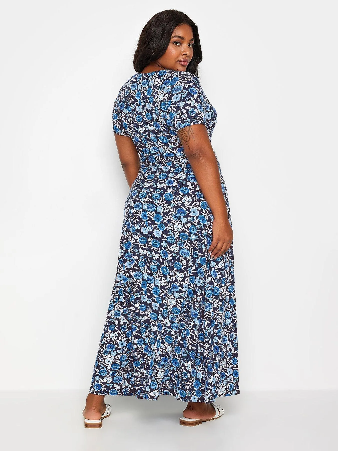 Yours Curve V/E Wrap Dress Navy Based Picnic