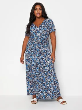 Yours Curve V/E Wrap Dress Navy Based Picnic