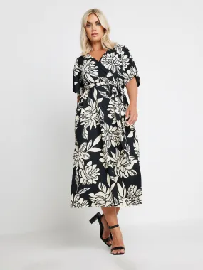 Yours Curve Wrap Angel Sleeve Dress - Black