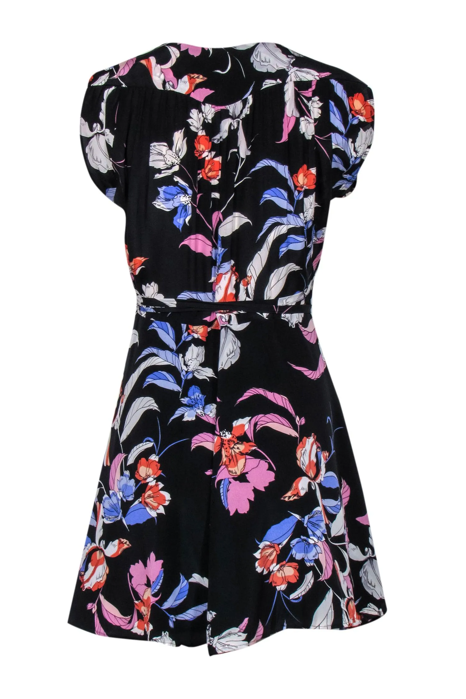 Yumi kim - Black Blue & Pink Floral Print Wrap Dress Sz M