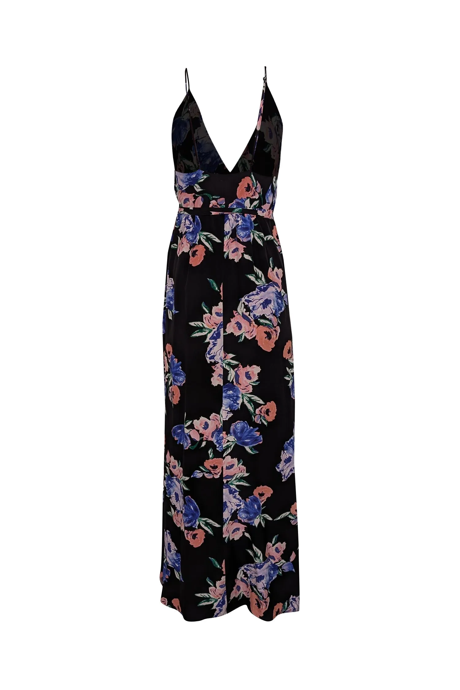 Yumi Kim - Black Sleeveless Floral Maxi Wrap Dress Sz L