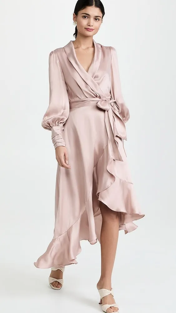 Zimmermann   Silk Wrap Midi Dress 