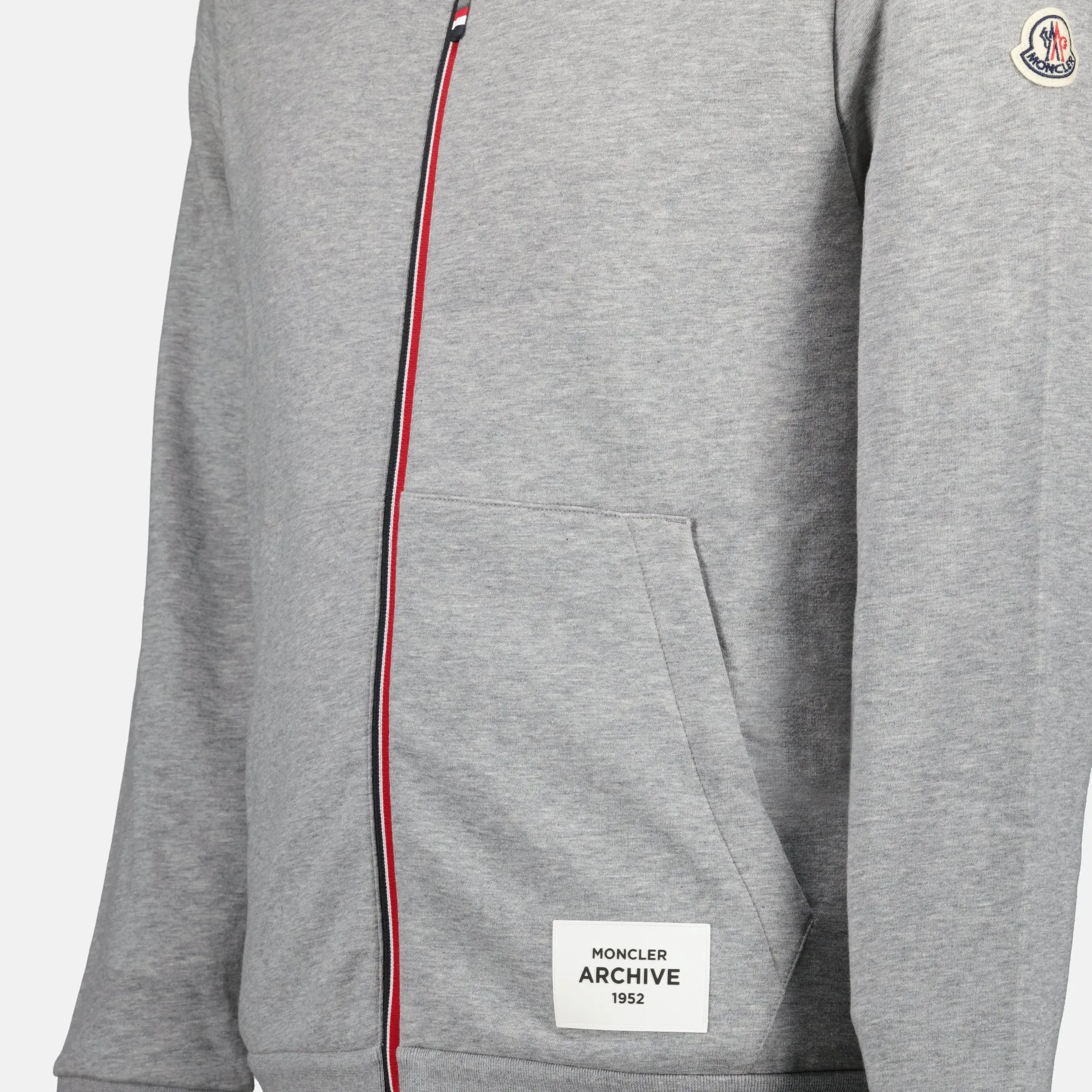 Zip-up Hoodie with Tricolor Detail