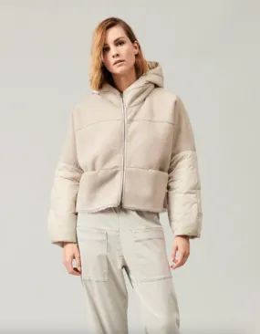 Zip Up Padded Sheepskin Jacket - Sand